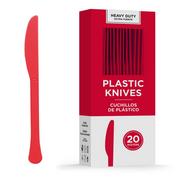Red Heavy-Duty Plastic Knives, 20ct
